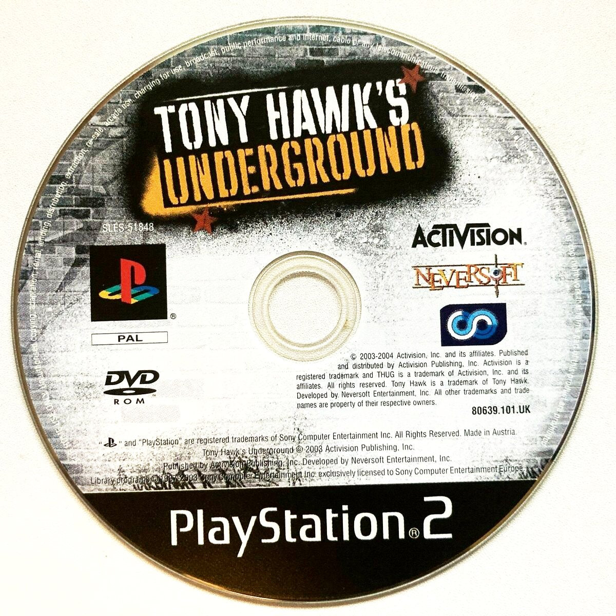 Game | Sony PlayStation PS2 | Tony Hawk Underground