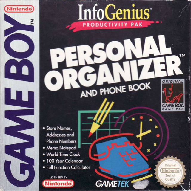 Game | Nintendo Gameboy GB | InfoGenius Productivity Pak: Personal Organizer And Phone Book