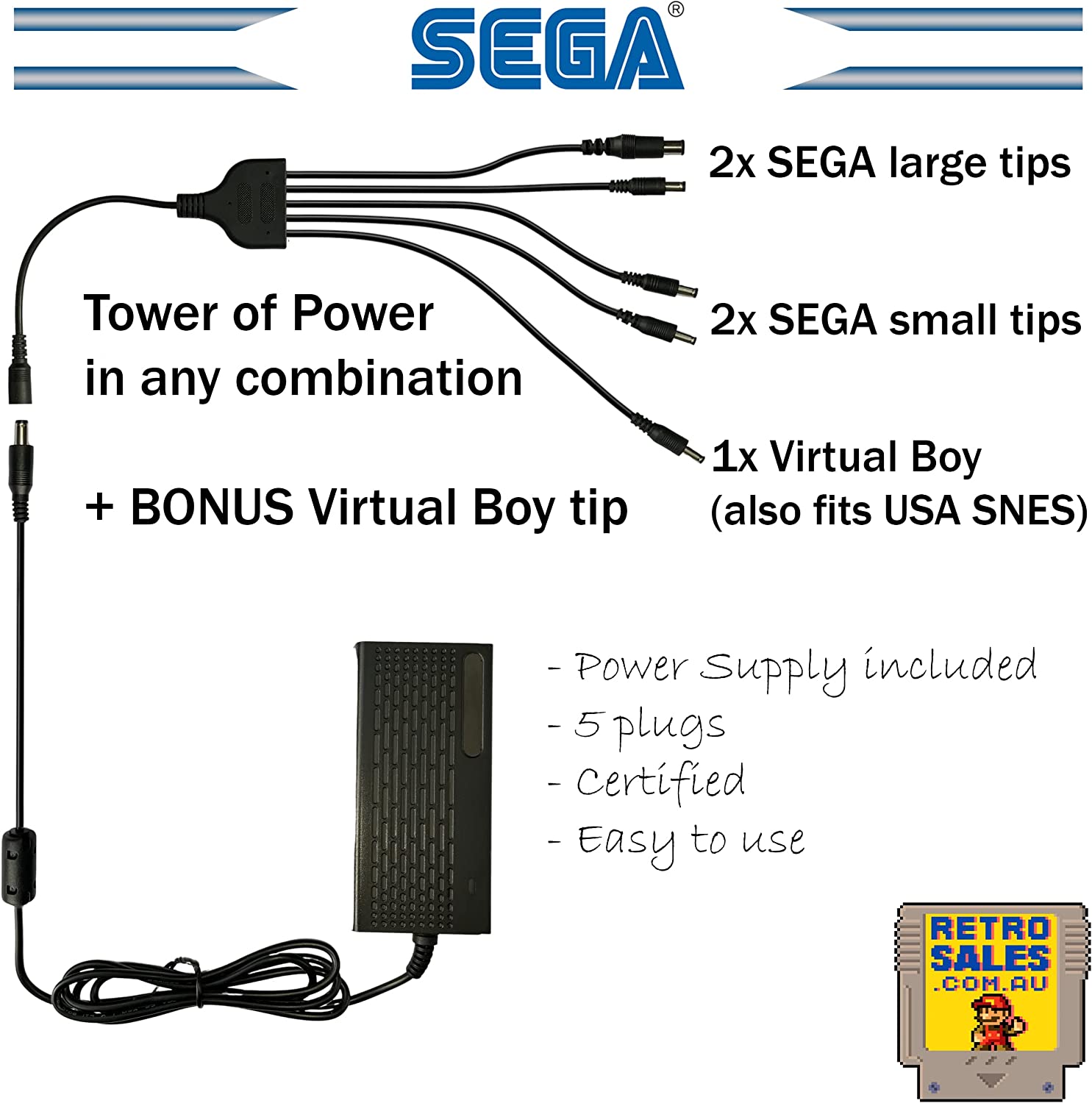 Accessory | Power Supply | Sega Mega Drive CD 32X | Tower Of Power 5 in 1 Adapter