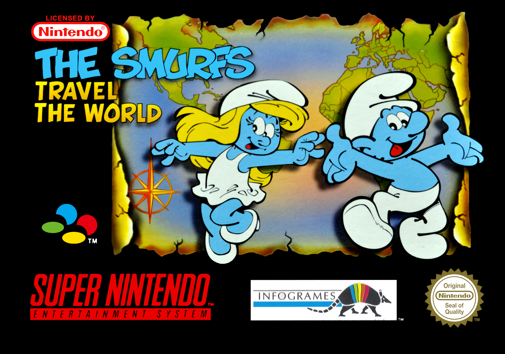 Game | Super Nintendo SNES | The Smurfs Travel The World