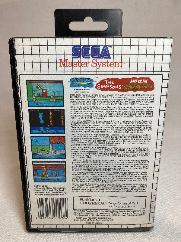 Game | Sega Master System | The Simpsons Bart Vs The Space Mutants