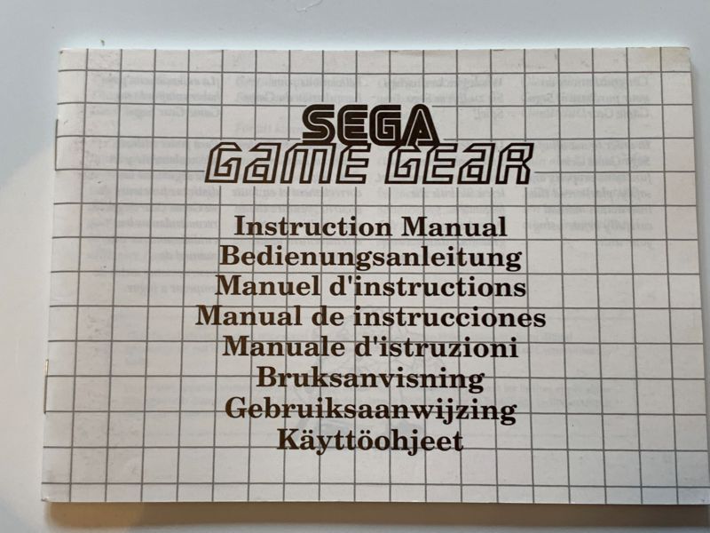 Manual | Sega Game Gear | Replacement Instruction Manuals Book