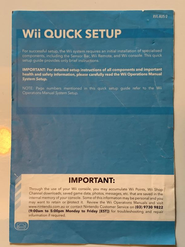 Manual | Nintendo Wii | Replacement Instruction Manuals Book