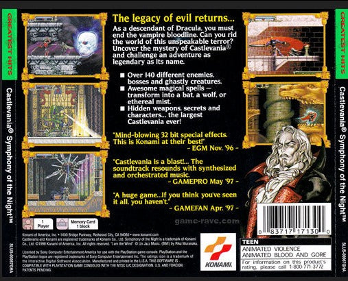 Game | Sony PlayStation PS1 | Castlevania Symphony Of The Night (Greatest Hits) [USA]
