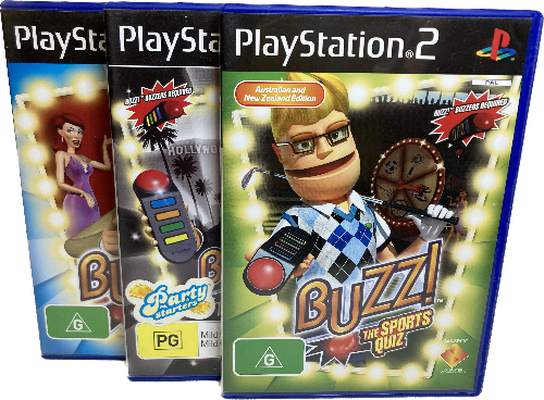 Game | Sony Playstation PS2 | 3 Buzz! Bundle Pack Quiz Collection